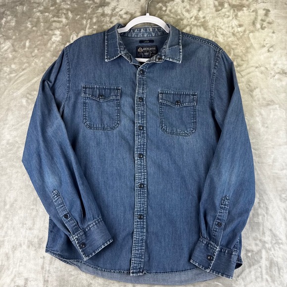 American Rag Tops - American Rag Denim Shirt Women Large Blue Button Down Long Sleeve (1600)